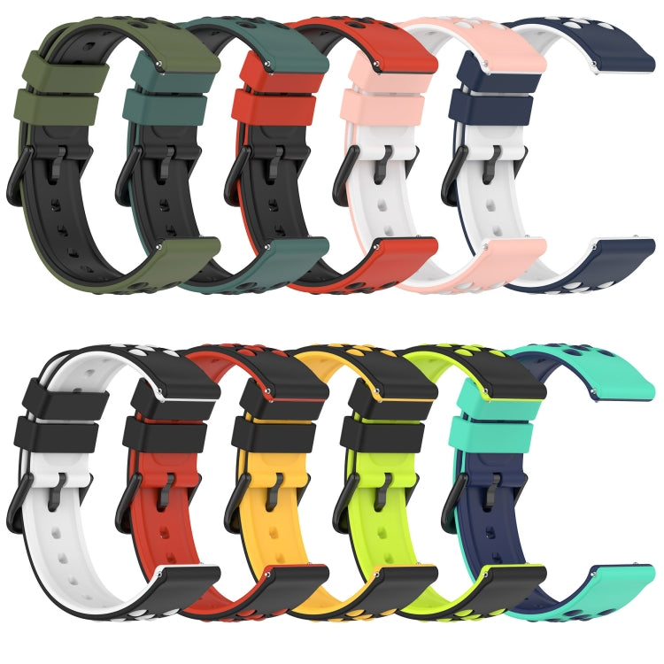 20mm Two-Color Porous Silicone Watch Band, For Samsung Galaxy Watch5 Pro 45mm, For Samsung Galaxy Watch4 44mm