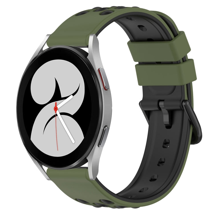 20mm Two-Color Porous Silicone Watch Band, For Samsung Galaxy Watch4 40mm, For Samsung  Galaxy Watch4 Classic 42mm
