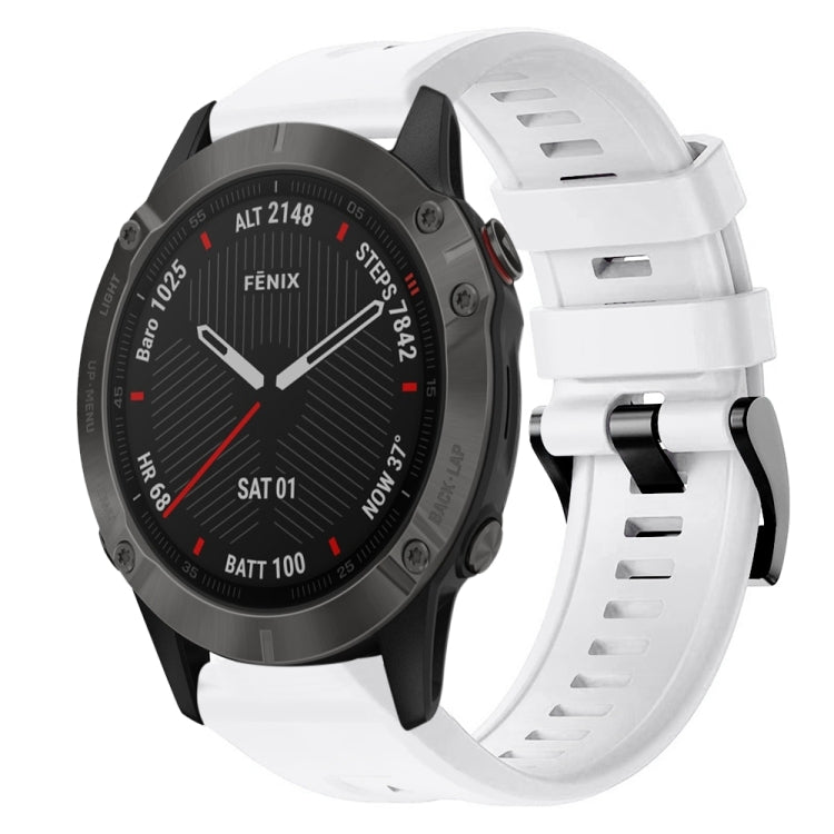 Metal Buckle Solid Color Silicone Watch Band, For Garmin Fenix 6 Pro GPS, For Garmin Fenix 6 Sapphire GPS, For Garmin Fenix 5