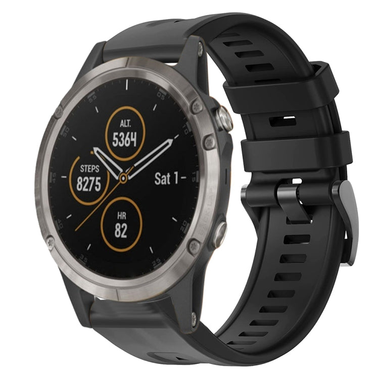 Metal Buckle Solid Color Silicone Watch Band, For Garmin Fenix 6 Pro GPS, For Garmin Fenix 6 Sapphire GPS, For Garmin Fenix 5