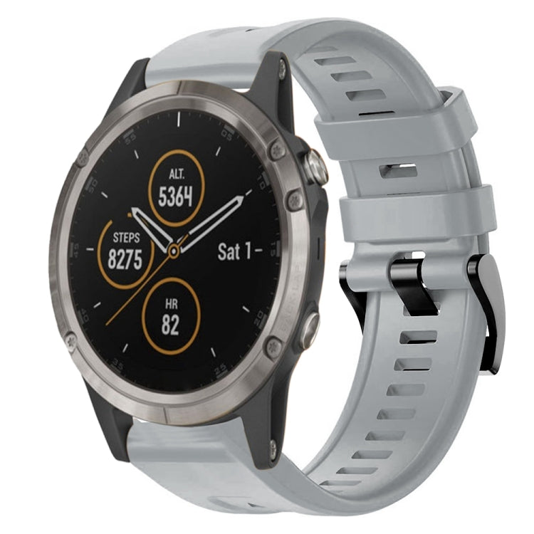 Metal Buckle Solid Color Silicone Watch Band, For Garmin Fenix 6 Pro GPS, For Garmin Fenix 6 Sapphire GPS, For Garmin Fenix 5