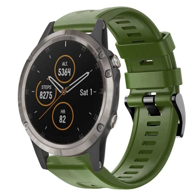 Metal Buckle Solid Color Silicone Watch Band, For Garmin Fenix 6 Pro GPS, For Garmin Fenix 6 Sapphire GPS, For Garmin Fenix 5