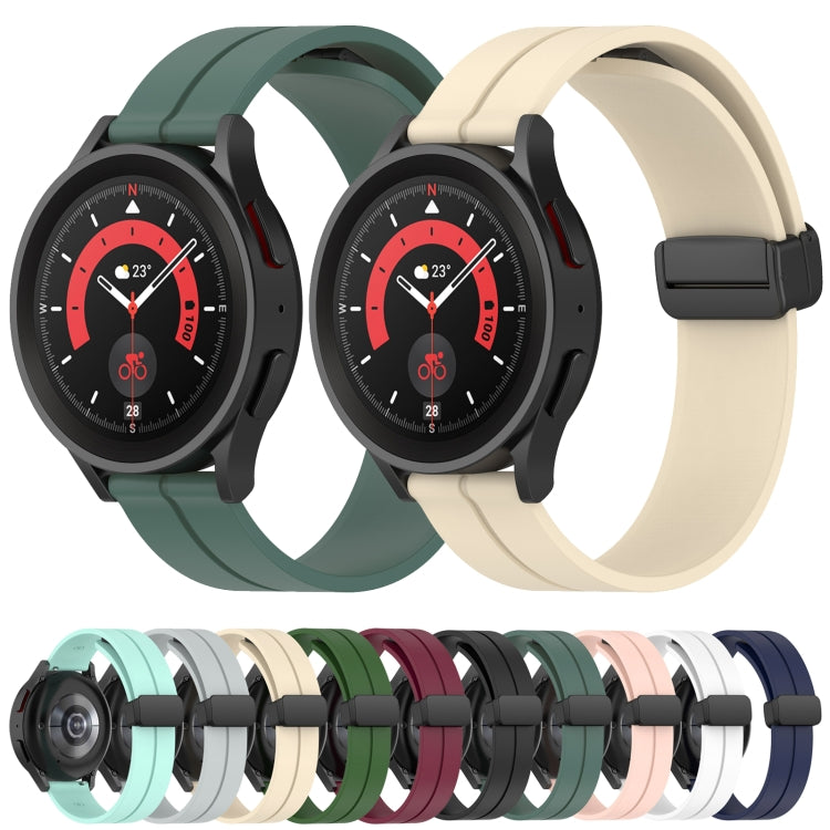20mm Solid Color Magnetic Clasp Silicone Watch Band, For Samsung Galaxy Watch 5 Pro 45mm, For Samsung Galaxy Watch4 44mm