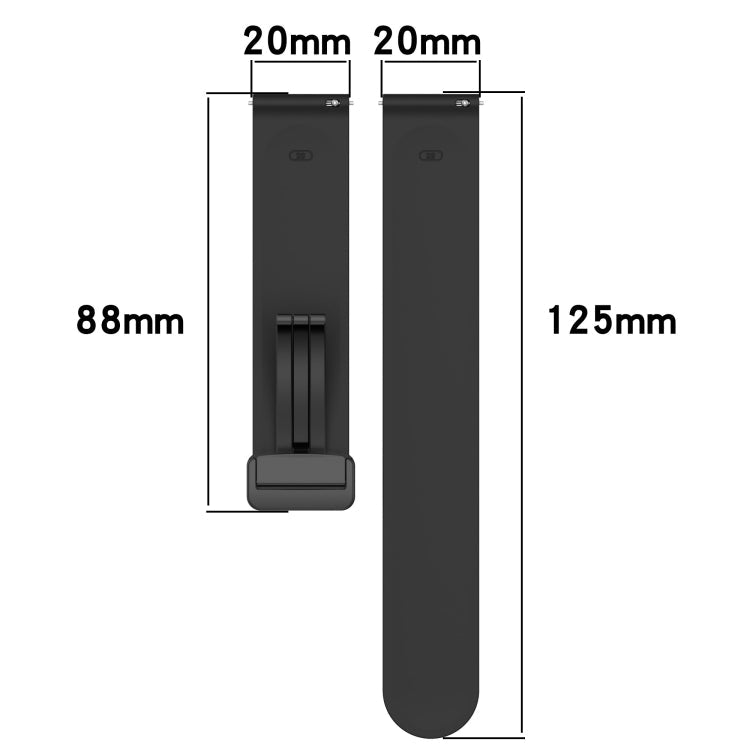 20mm Solid Color Magnetic Clasp Silicone Watch Band, For Samsung Galaxy Watch 5 Pro 45mm, For Samsung Galaxy Watch4 44mm