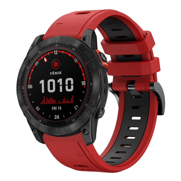 26mm Two-Color Sports Silicone Watch Band, For Garmin Fenix 7X, For Garmin Fenix 7X Solar