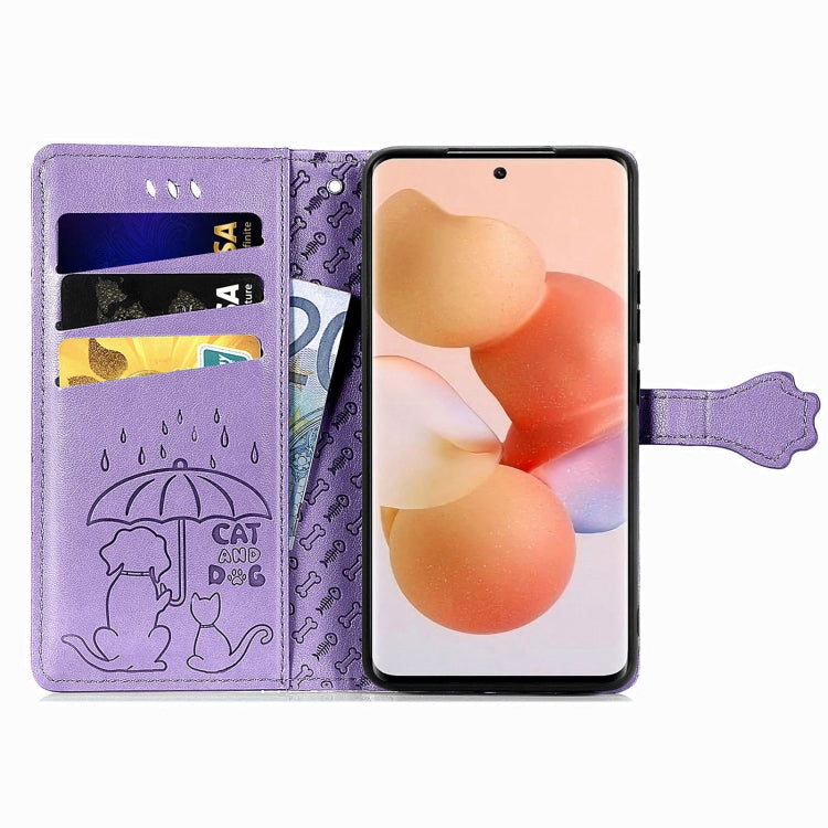 Cat and Dog Embossed Leather Phone Case, For Xiaomi 12T / Redmi K50 Ultra
