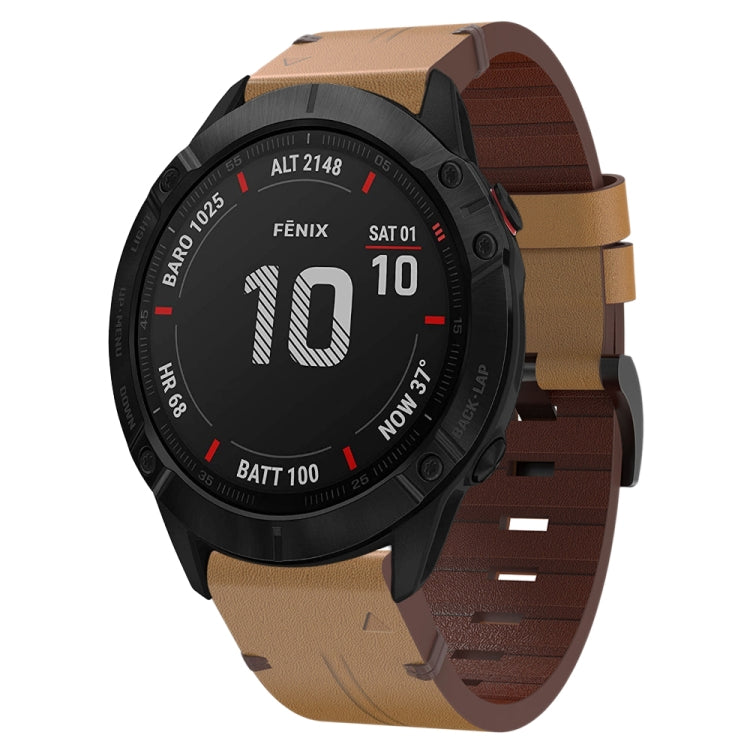 26mm Leather Steel Buckle Watch Band, For Garmin Fenix 3 HR, For Garmin Enduro, For Garmin Fenix 6X Sapphire, For Garmin Fenix 7X Solar, For Garmin Descent MK 2, For Garmin Tactix 7, For Garmin Fenix 6X, For Garmin Fenix 5X Sapphire