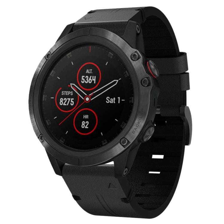 26mm Leather Steel Buckle Watch Band, For Garmin Fenix 3 HR, For Garmin Enduro, For Garmin Fenix 6X Sapphire, For Garmin Fenix 7X Solar, For Garmin Descent MK 2, For Garmin Tactix 7, For Garmin Fenix 6X, For Garmin Fenix 5X Sapphire
