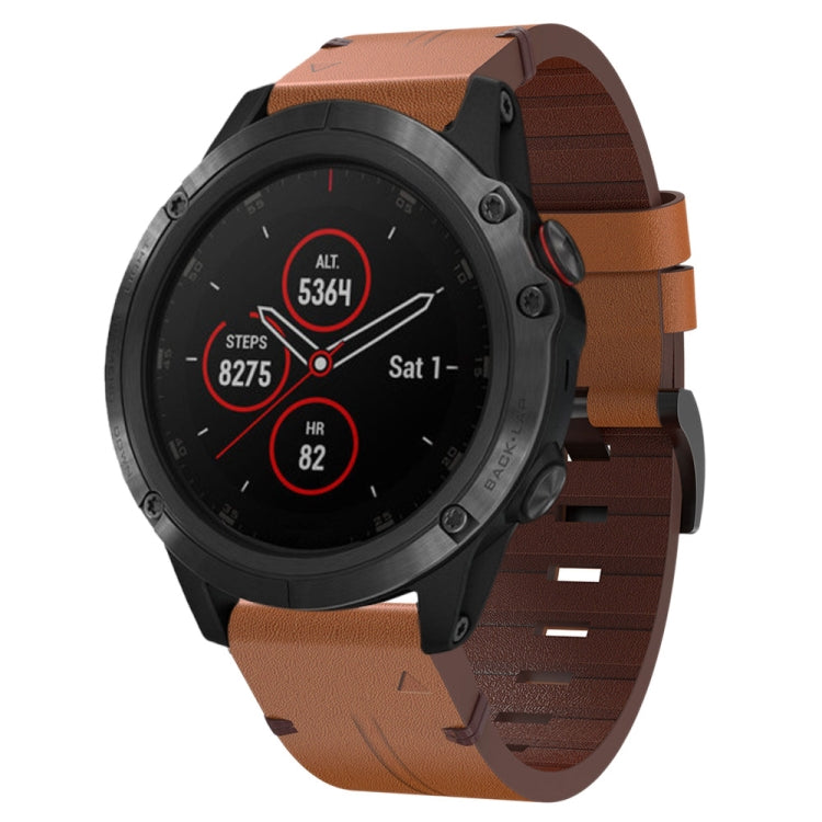 26mm Leather Steel Buckle Watch Band, For Garmin Fenix 3 HR, For Garmin Enduro, For Garmin Fenix 6X Sapphire, For Garmin Fenix 7X Solar, For Garmin Descent MK 2, For Garmin Tactix 7, For Garmin Fenix 6X, For Garmin Fenix 5X Sapphire