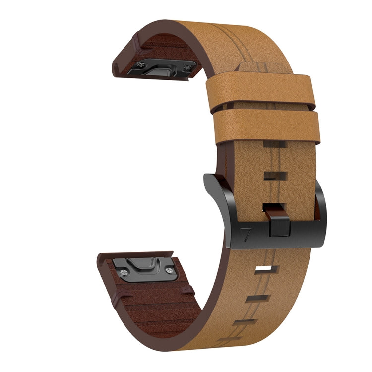 22mm Leather Steel Buckle Watch Band, For Garmin Fenix 6 GPS, For Garmin Fenix 7