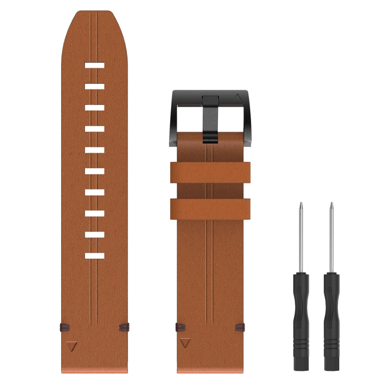 22mm Leather Steel Buckle Watch Band, For Garmin Fenix 6 GPS, For Garmin Fenix 7