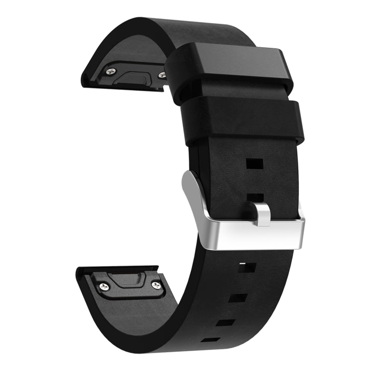 26mm Leather Steel Buckle Watch Band, For Garmin Fenix 3 HR, For Garmin Fenix 3 Sapphire, For Garmin Descent MK 2, For Garmin Descent MK 2i