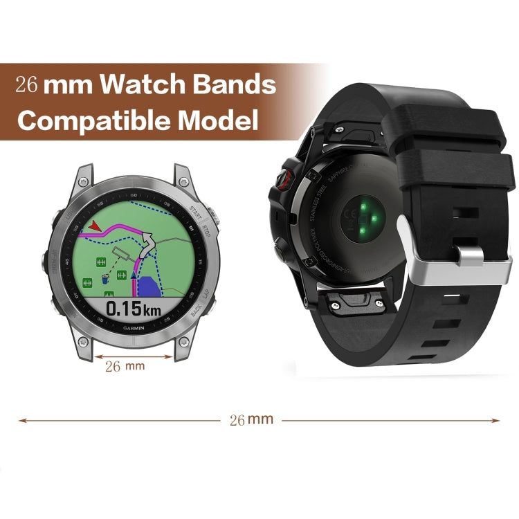 26mm Leather Steel Buckle Watch Band, For Garmin Fenix 3 HR, For Garmin Fenix 3 Sapphire, For Garmin Descent MK 2, For Garmin Descent MK 2i
