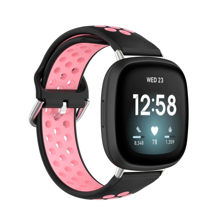 Two-Color Perforated Breathable Silicone Watch Band, For Fitbit Versa 3