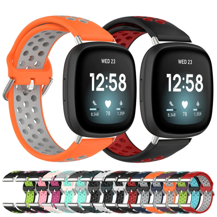 Two-Color Perforated Breathable Silicone Watch Band, For Fitbit Versa 3