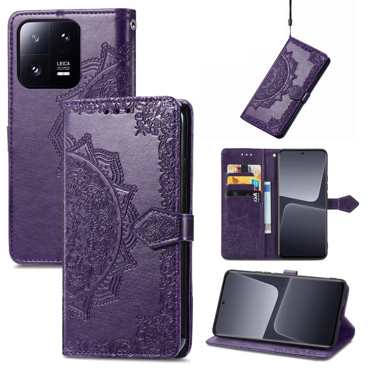 Mandala Flower Embossed Leather Phone Case, For Xiaomi 13 Pro, For Xiaomi Redmi Note 12 Discovery, For Xiaomi Redmi Note 12 Explorer