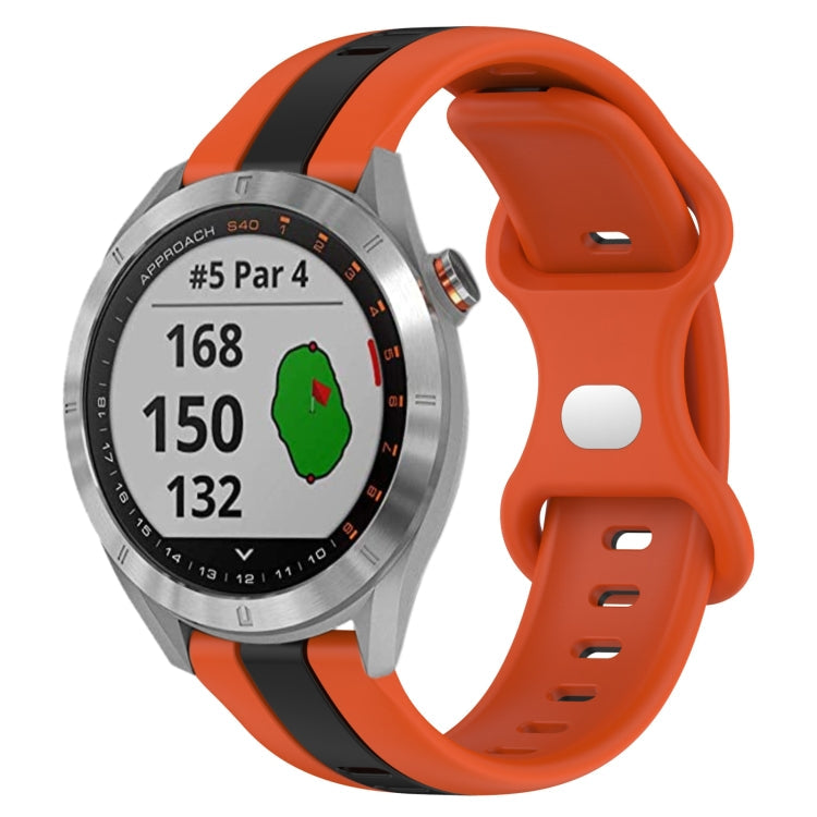 20mm Butterfly Buckle Two-Color Silicone Watch Band, For Garmin Approach S40, For Garmin Forerunner 158