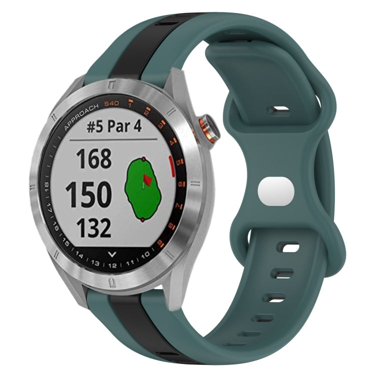 20mm Butterfly Buckle Two-Color Silicone Watch Band, For Garmin Approach S40, For Garmin Forerunner 158