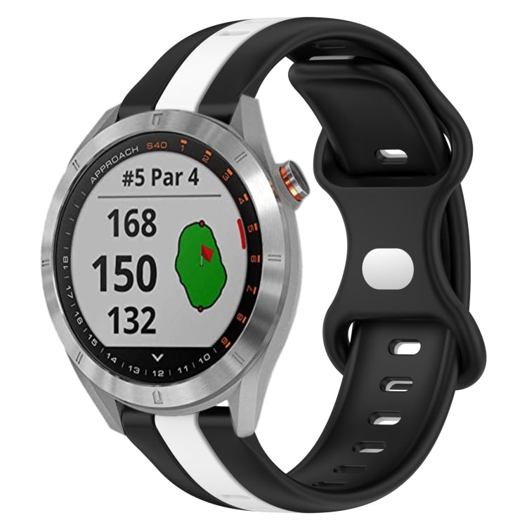 20mm Butterfly Buckle Two-Color Silicone Watch Band, For Garmin Approach S40, For Garmin Forerunner 158