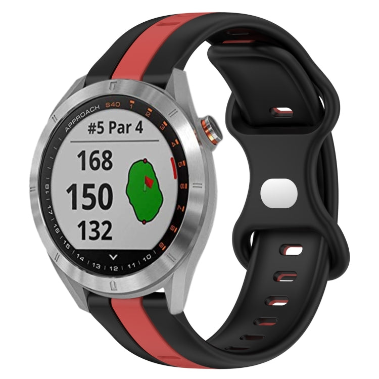 20mm Butterfly Buckle Two-Color Silicone Watch Band, For Garmin Approach S40, For Garmin Forerunner 158
