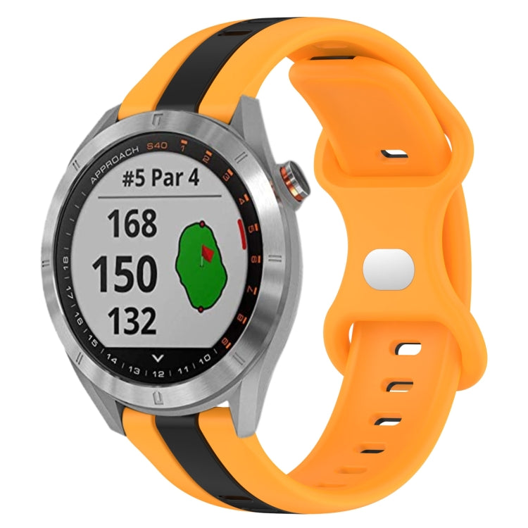 20mm Butterfly Buckle Two-Color Silicone Watch Band, For Garmin Approach S40, For Garmin Forerunner 158