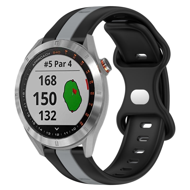 20mm Butterfly Buckle Two-Color Silicone Watch Band, For Garmin Approach S40, For Garmin Forerunner 158
