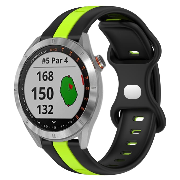 20mm Butterfly Buckle Two-Color Silicone Watch Band, For Garmin Approach S40, For Garmin Forerunner 158