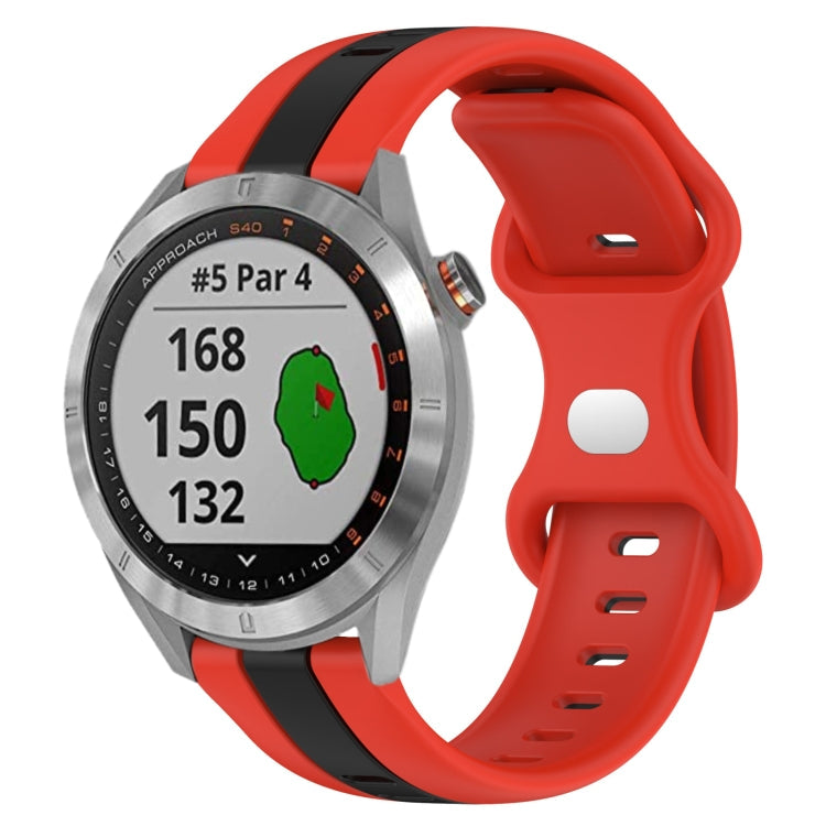 20mm Butterfly Buckle Two-Color Silicone Watch Band, For Garmin Approach S40, For Garmin Forerunner 158