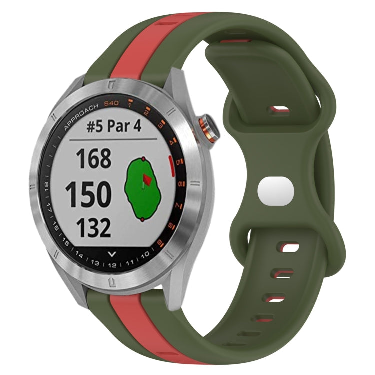 20mm Butterfly Buckle Two-Color Silicone Watch Band, For Garmin Approach S40, For Garmin Forerunner 158