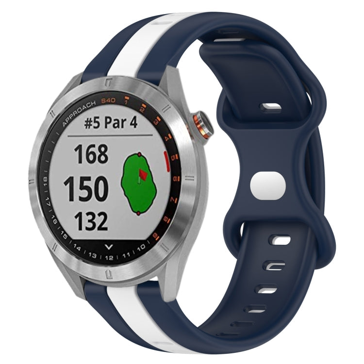 20mm Butterfly Buckle Two-Color Silicone Watch Band, For Garmin Approach S40, For Garmin Forerunner 158