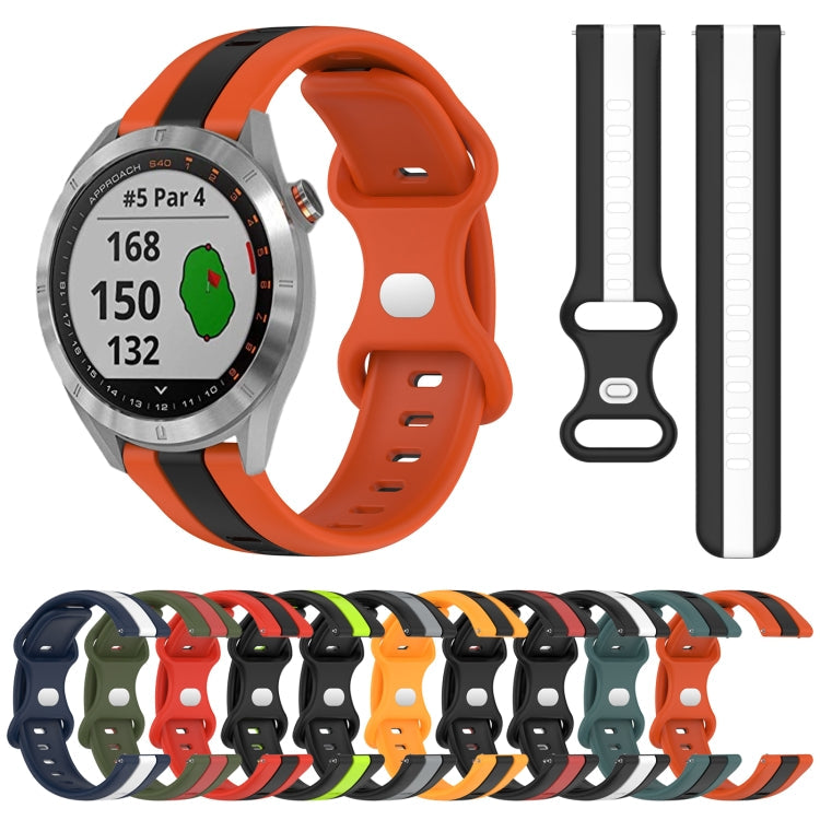 20mm Butterfly Buckle Two-Color Silicone Watch Band, For Garmin Approach S40, For Garmin Forerunner 158