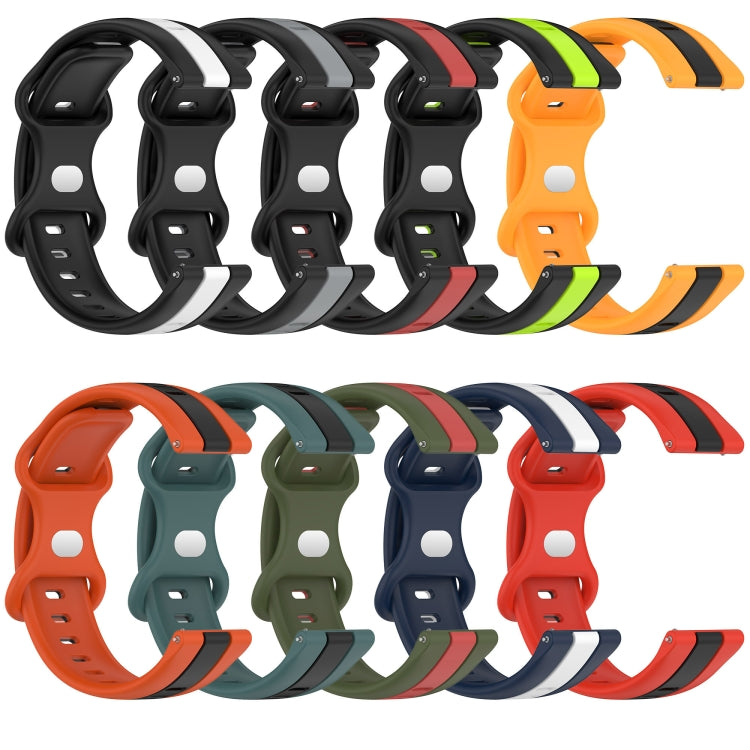 20mm Butterfly Buckle Two-Color Silicone Watch Band, For Garmin Approach S40, For Garmin Forerunner 158