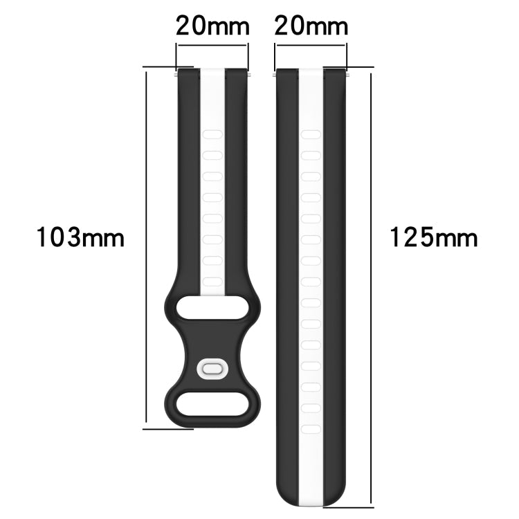 20mm Butterfly Buckle Two-Color Silicone Watch Band, For Garmin Approach S40, For Garmin Forerunner 158