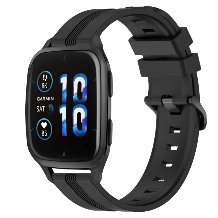 20mm Concave Striped Slicone Watch Band, For Garmin Forerunner Sq2, For Garmin Forerunner Sq2 Music