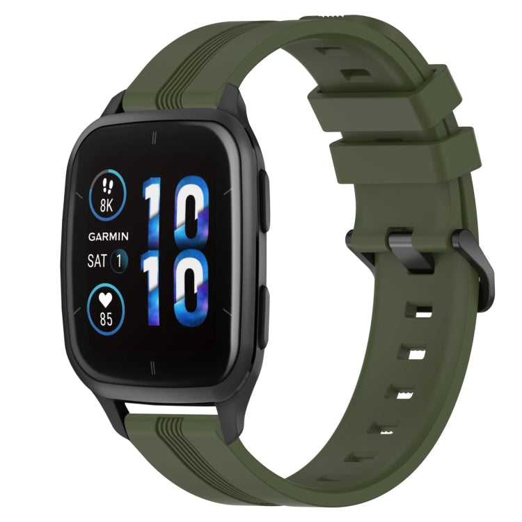 20mm Concave Striped Slicone Watch Band, For Garmin Forerunner Sq2, For Garmin Forerunner Sq2 Music