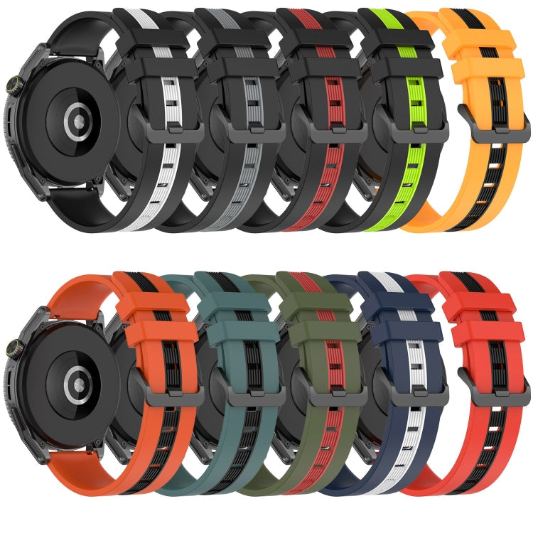 22mm Vertical Two-Color Silicone Watch Band, For Huawei GT2 Pro, For Huawei Watch GT 2E