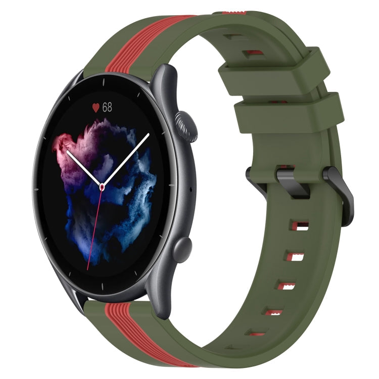 22mm Vertical Two-Color Silicone Watch Band, For Amazfit 3, For Amazfit GTR 47mm