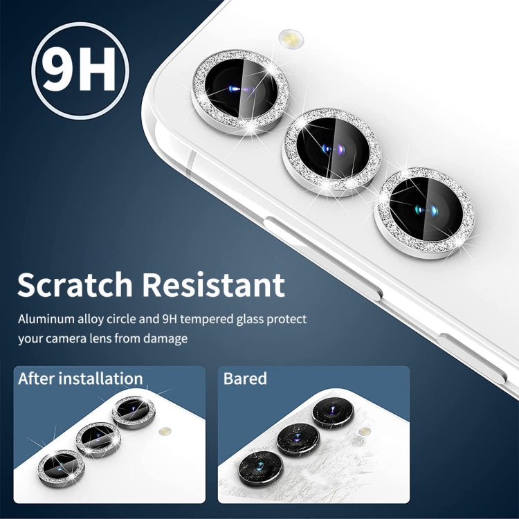For Samsung Galaxy S23 5G / S23+ 5G ENKAY 9H Rear Camera Lens Glitter Aluminium Alloy Ring Tempered Glass Film, For Samsung Galaxy S23 5G / S23+ 5G