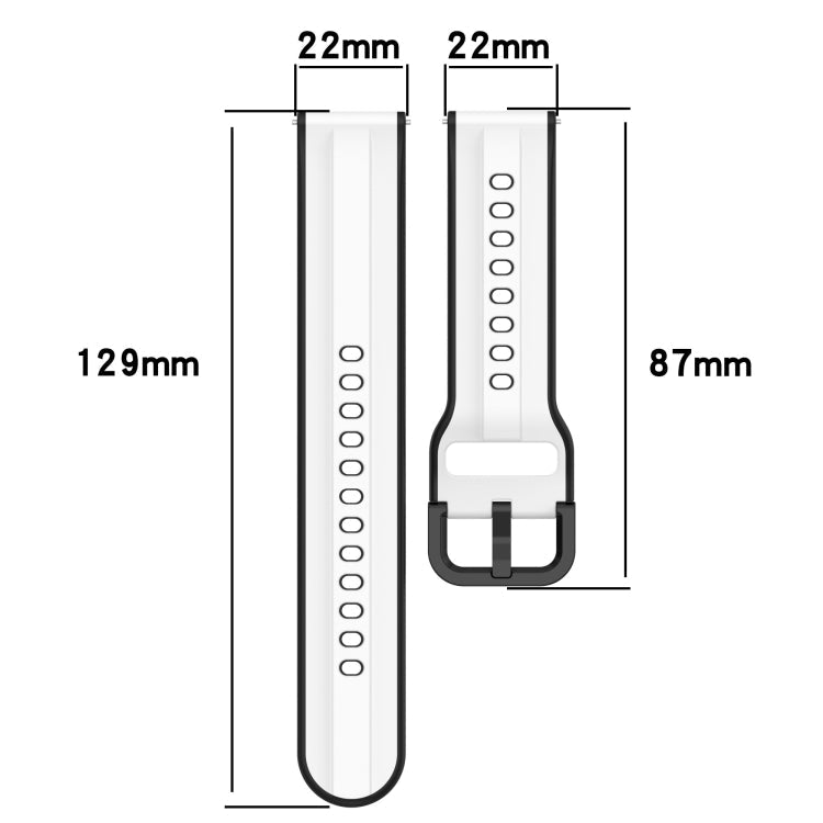 22mm Convex Loop Two-Color Silicone Watch Band, For Huawei Watch 3 Pro, For Huawei GT2 Pro