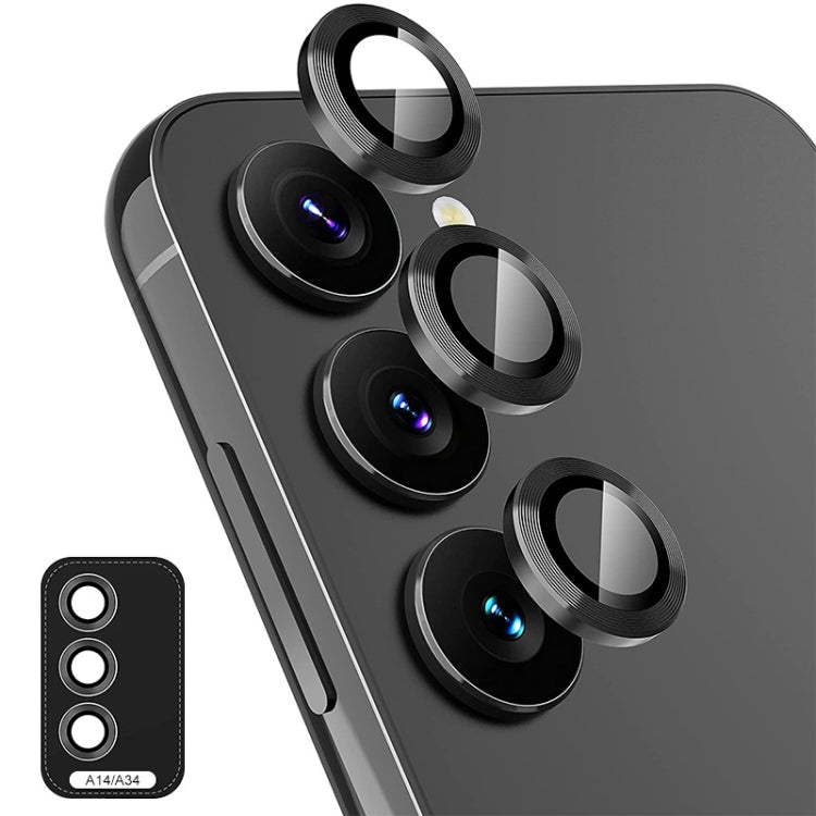 For Samsung Galaxy A14 / A34 ENKAY Hat-Prince 9H Rear Camera Lens Aluminium Alloy Ring Tempered Glass Film, For Samsung Galaxy A14 / A34