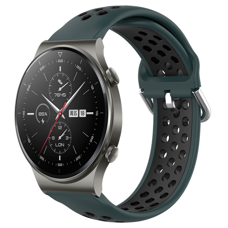 22mm Perforated Breathable Sports Silicone Watch Band, For Huawei GT2 Pro