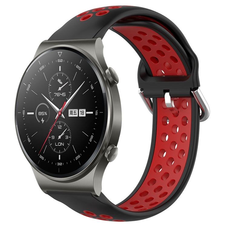 22mm Perforated Breathable Sports Silicone Watch Band, For Huawei GT2 Pro