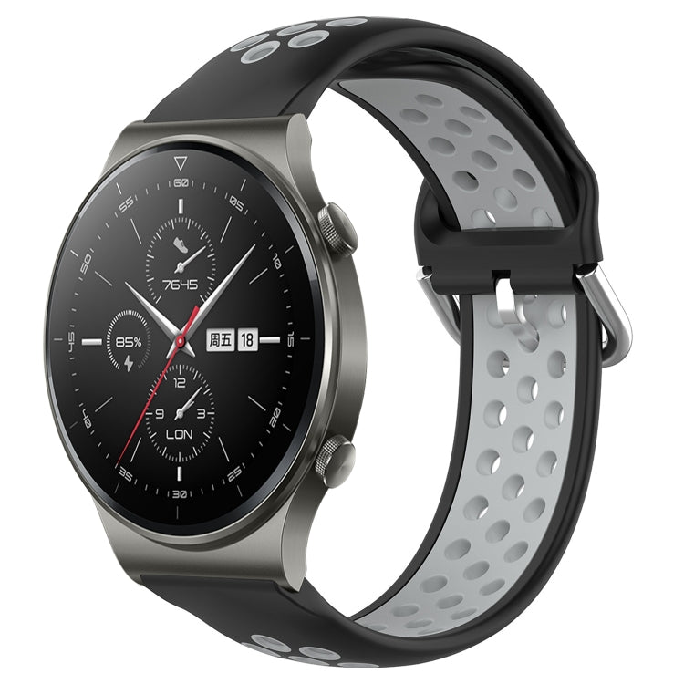 22mm Perforated Breathable Sports Silicone Watch Band, For Huawei GT2 Pro