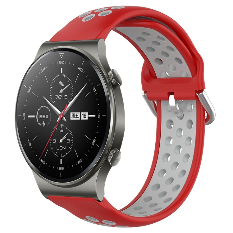 22mm Perforated Breathable Sports Silicone Watch Band, For Huawei GT2 Pro