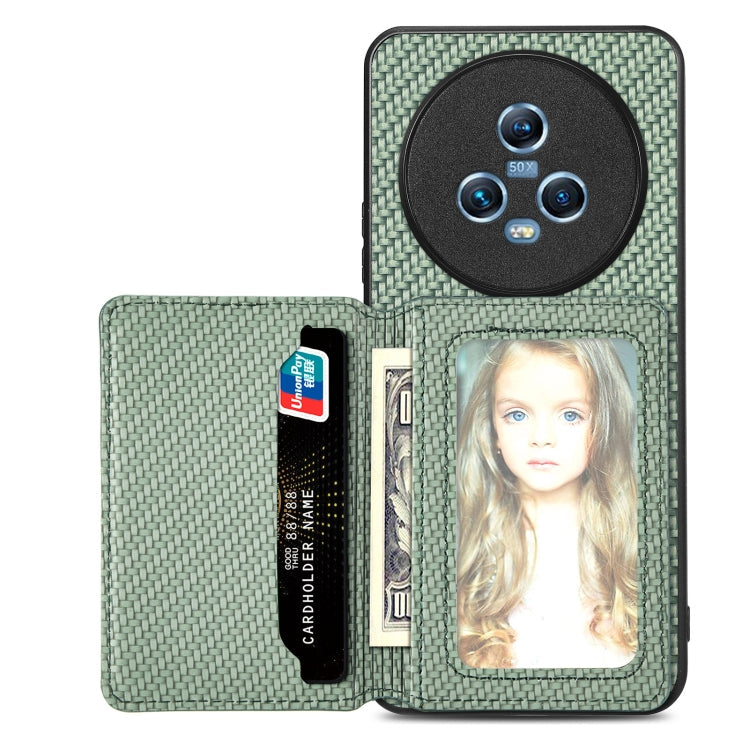 Carbon Fiber Magnetic Card Wallet Bag Phone Case, For Honor Magic5, For Honor X7A, For Honor X8A, For Honor X9A