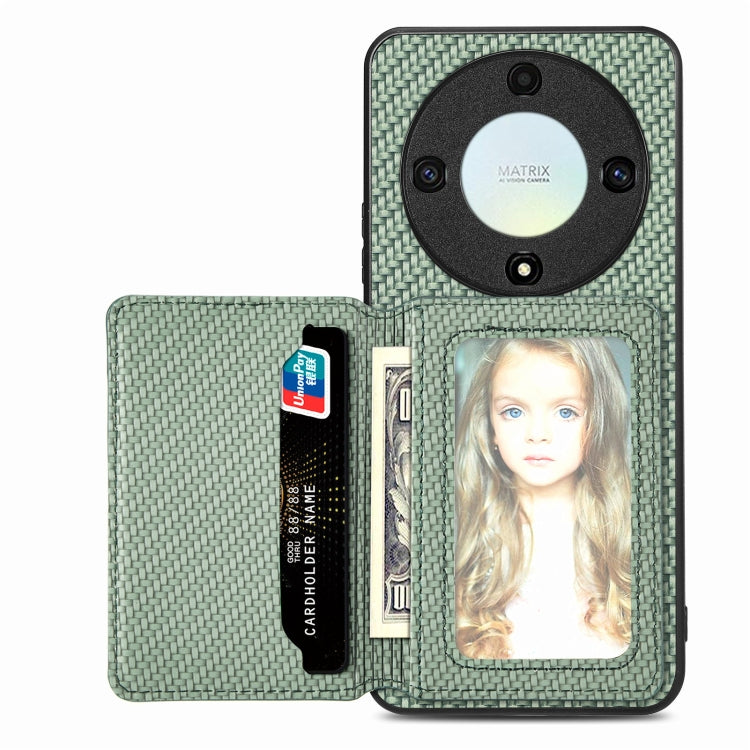 Carbon Fiber Magnetic Card Wallet Bag Phone Case, For Honor Magic5, For Honor X7A, For Honor X8A, For Honor X9A