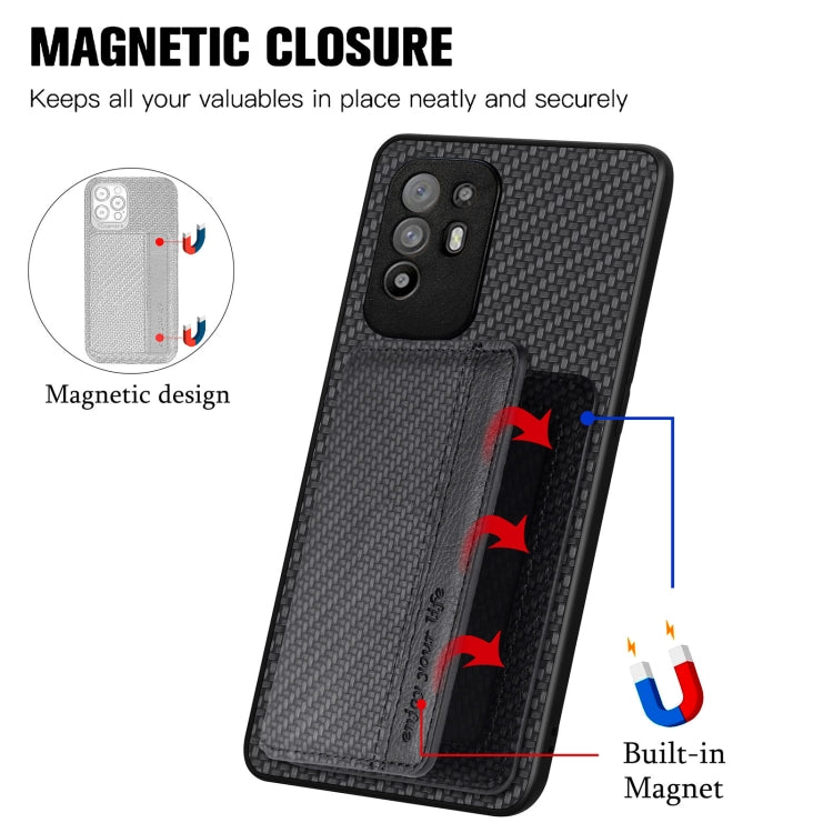 Carbon Fiber Magnetic Card Bag Phone Case, For OPPO A78, For OPPO A94 5G, For OPPO Find X6 Pro, For OPPO Find X6