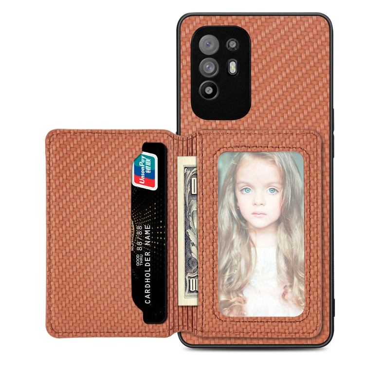 Carbon Fiber Magnetic Card Bag Phone Case, For OPPO A78, For OPPO A94 5G, For OPPO Find X6 Pro, For OPPO Find X6