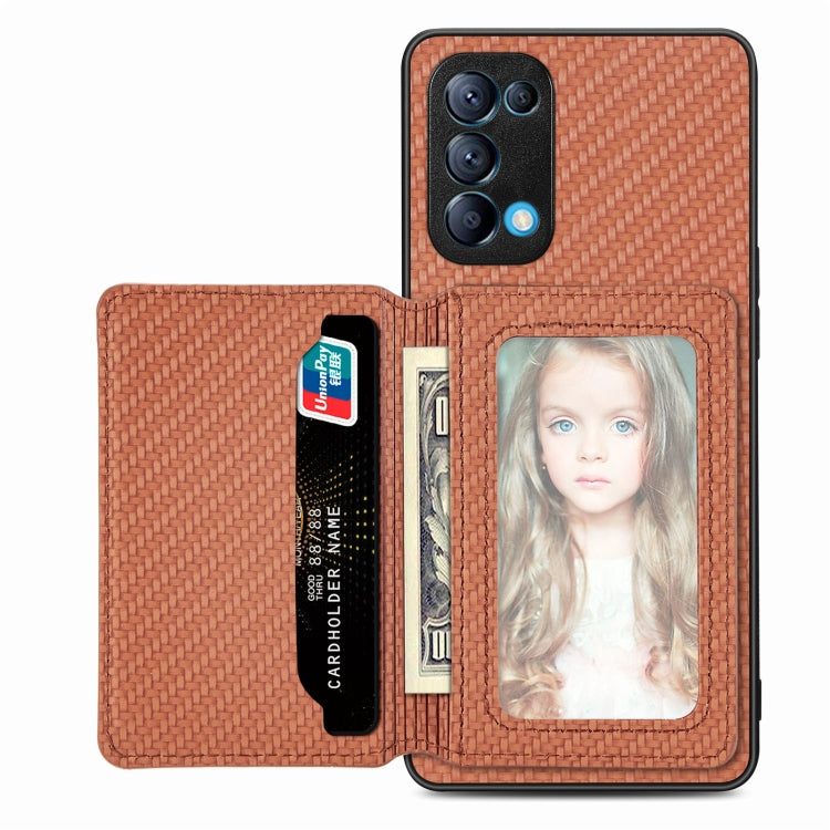 Carbon Fiber Magnetic Card Bag Phone Case, For OPPO A78, For OPPO A94 5G, For OPPO Find X6 Pro, For OPPO Find X6