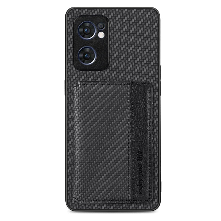 Carbon Fiber Magnetic Card Bag Phone Case, For OPPO Reno5 5G, For OPPO Reno7 5G, For OPPO Reno8 T 4G, For  vivo X70
